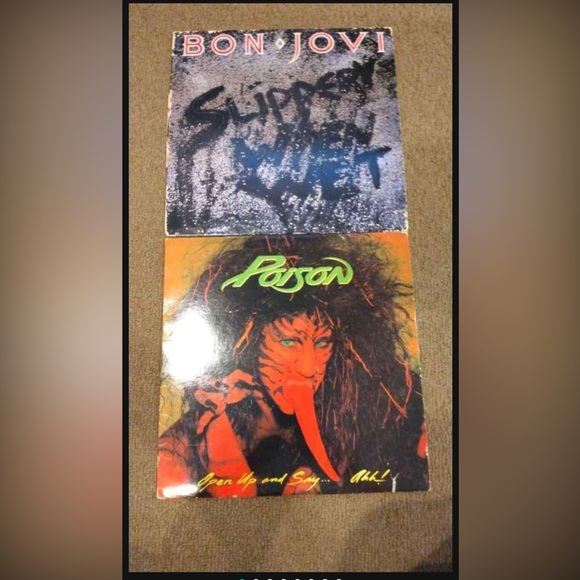 Poison Open Up and Say Ahh Vinyl Album Bon Jovi Slippery When Wet Vinyl Album - Picture 1 of 8